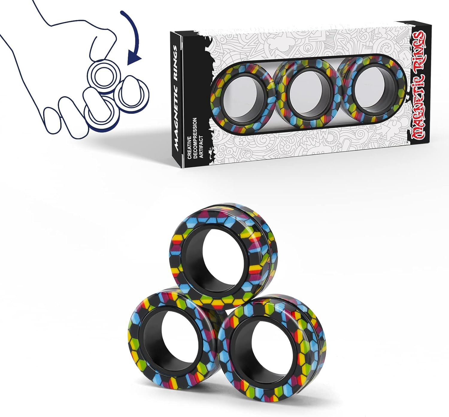 Fidget Spinner Bearing - Cincin Magnetik Set Mainan Fidget Ide